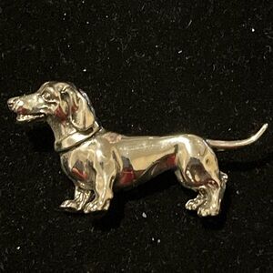 Silver Dachshund Dog Brooch